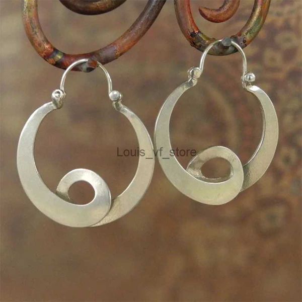 Dangle Kronleuchter Tribal U -Form Curl Hoop Ohrringe Vintage Schmuck Silber Farbspiral Design Statement für Frauen H240423