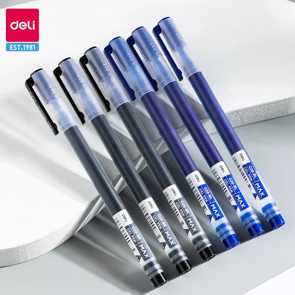 Pens Deli Gel Penne Gel Inchiostro Gel Penna 12pcs Black Blue Color Suggerimento Bullo Sump da 0,5 mm Scuola Scrittura Forniture di forniture