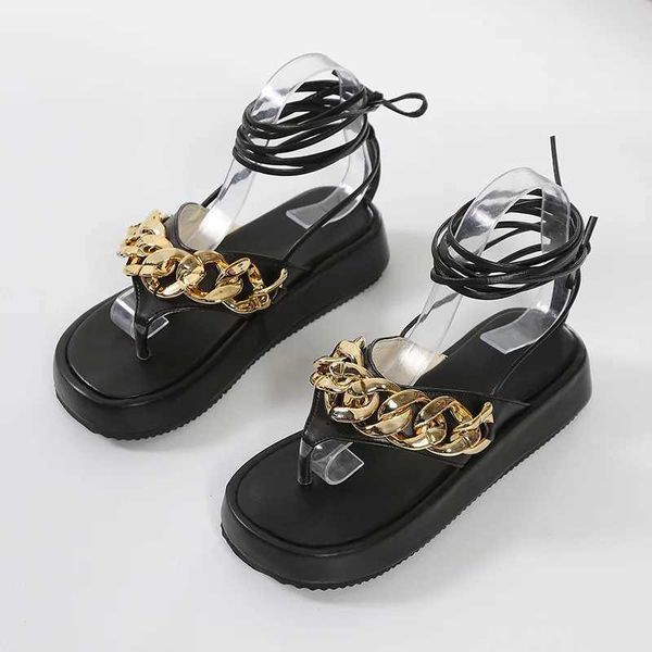 Sandalen römisch schwarze Schuhe für Frauen Knöchelriemen Großgröße Riemchen Heels Flip Flops Plattform Muffins Schuh Mediator Beige FA H240423