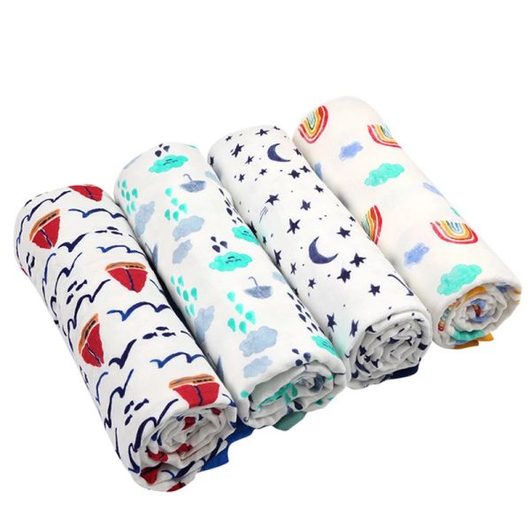 Set 2 strati Coperta per bambini per neonati in fibra di bambù in fibra di cotone Muslino Swaddle per lamiera per bambini per bambini Play tappetino per asciugamano da bagno per bambini