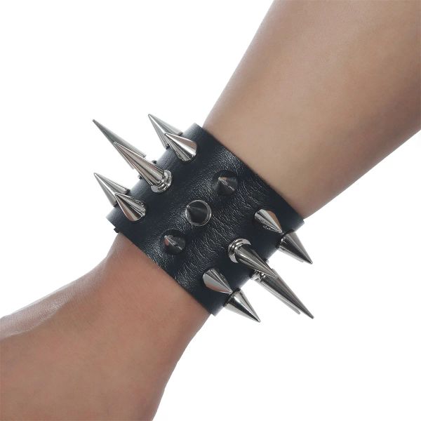 Strands Spike Leather Bracelet Mens Women Women Punk Rock Bangle Goth Jewelry Cosplay Emo Gothic Acessórios