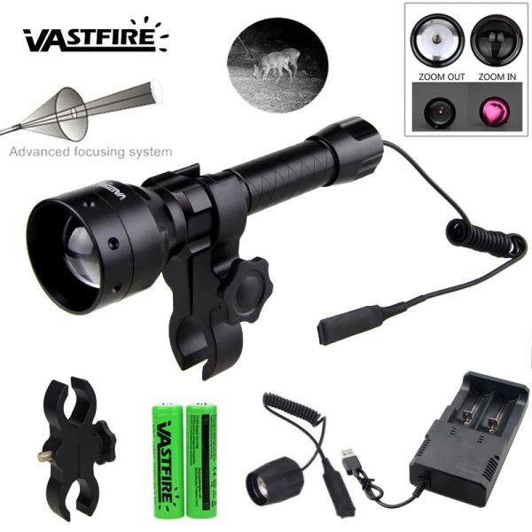 Scopes T50 zoomable a infrarossi luce luce 850nm Night Vision Illuminator 50mm Focus Lens Hunting Flashlight per l'anello/supporto da 25,4 mm