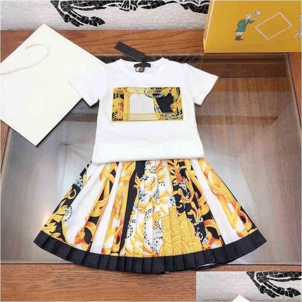 Наборы одежды Дизайнерская одежда для детских девочек летняя футболка с коротким рукавом детские богемные юбки с топадами.