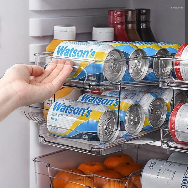 Bottiglie di stoccaggio Organizzatore in frigorifero a 2 livelli bidoni soda per bottiglia per bevande per frigorifero da cucina rack in plastica