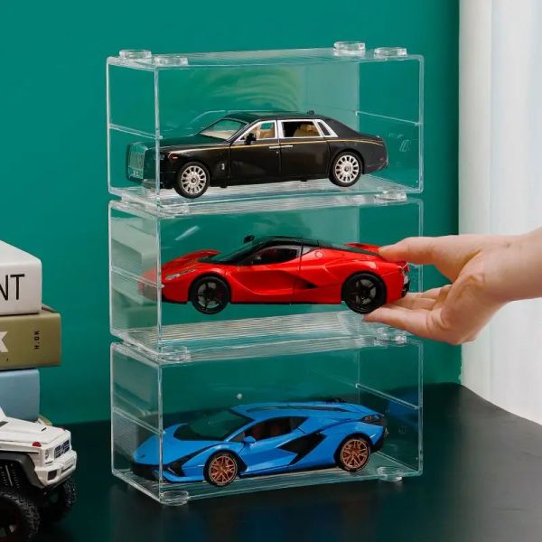 Behälter 1:24 / 1:32 / 1:64 Spielzeugauto -Display -Box -Blöcke Modelllagerregal Kinder Kleinwagen Aufbewahrungsbox Stapelbares Displayschrank