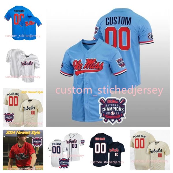 Drew McDaniel Ole Miss Baseball Cucited Baseball 8 Justin Bench Kemp Alderman 35 Kevin Graham Calvin Harris 19 Bobby Wahl Ole Miss Rebels Maglie da uomo Donne Gioventù personalizzata