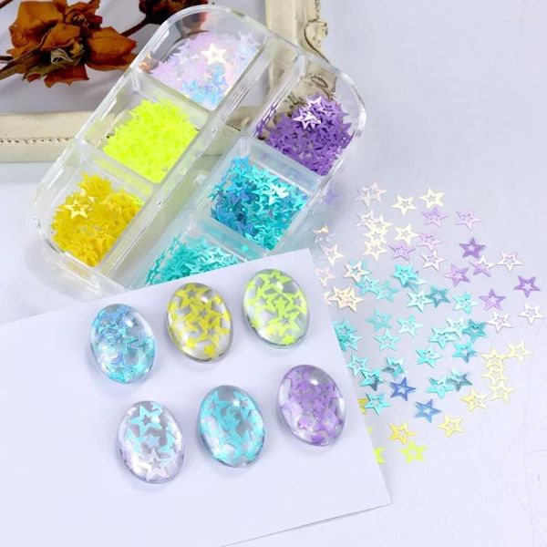 Glitter da unha 6 grades mistrastes Design de estrela 3D brilho lantejous holográficos Diy Art Decoration Paillette Flaces Manicure Manicure