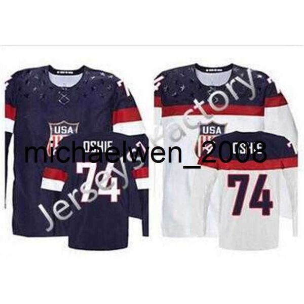 Kob Weng 2016 2014 T.J.Oshie USA Jersey Stitched Sochi 2014 Team USA 74 TJ Oshie Jersey American Hockey Jersey China