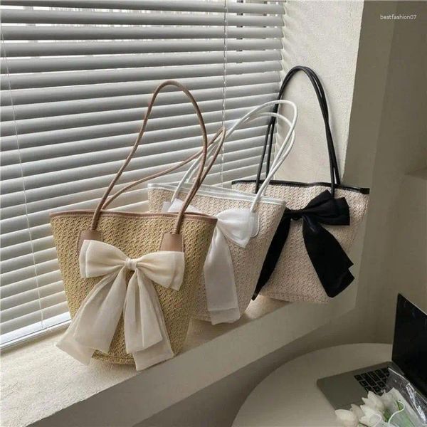 Bolsas de noite Casual Big Straw Bucket Painel Mulheres ombro Summer Praia Bolsas de senhora Férias Sea Bali Bali Feminino 2024