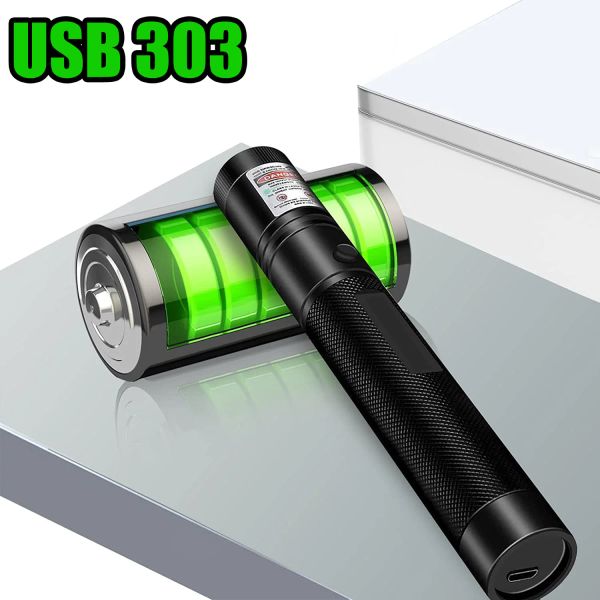 Pener Laser Pener USB Green High Polente Batterie incorporate incorporate Torcia Laser Matchings Tattics Visible Focus Red Combination