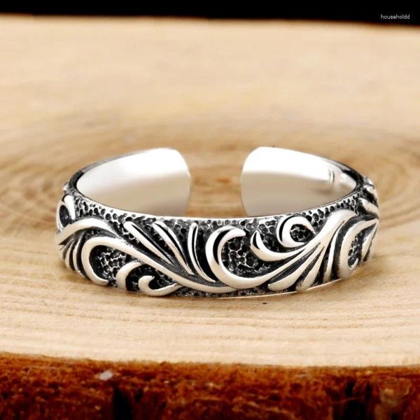 Clusterringe Vintage Charms Thai Silber 925 Herren unregelmäßige günstige Wolken geprägtes Design Open Ring Bankett Schmuck Schmuck