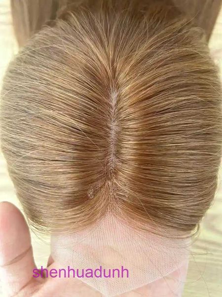 Entregando a agulha senhoras peruca de cabelo comprido gancho de mão verdadeiro reparo de cabeça cheia em branco pode ser tingido quente dividindo grátis