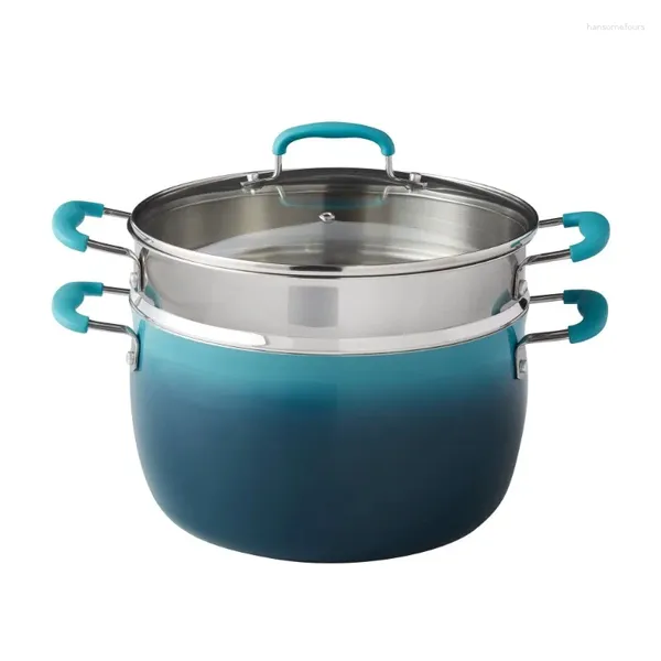 Doppelkessel 7QT-Stock Pot mit Dampfer Lebensmittelqualität 304 Edelstahl-Lebensmittel-Kochgeschirrdeckel für Gas-Elektroinduktion Grill