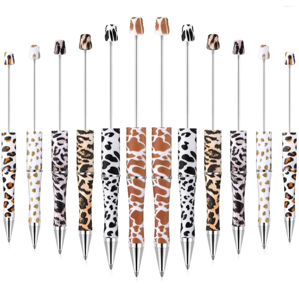 12pcs Ballpoint Stift Bunte Silikondruck Leoparden Perlen neutral Kunststoff Multifunktional Signatur