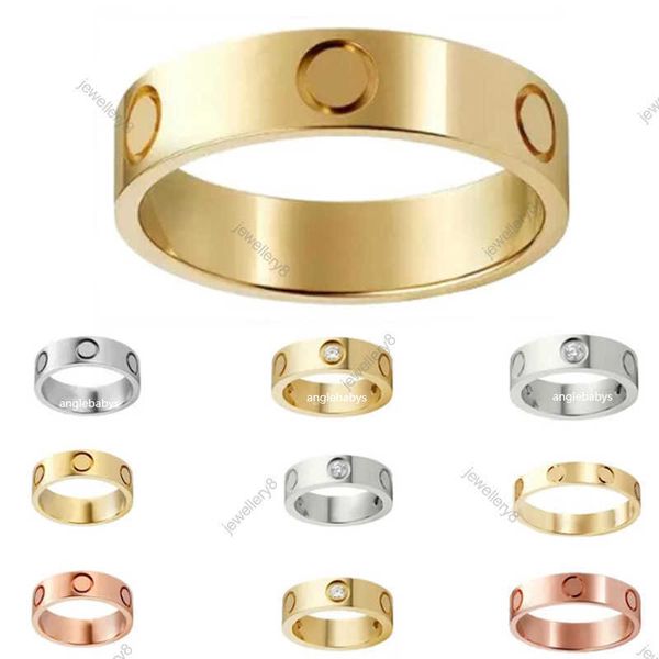 Unisex Womens Love Ring Mens Designer Band Ringe Paar Schmuck Titan Stahlband Fashion Classic Gold Silber Rose Farbschraube mit Diamanten