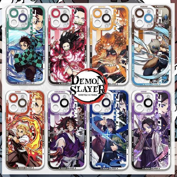 Bumpers de telefone celular Hot Japan Anime Demons Slayers Case de telefone para iPhone 15 14 13 12 mini 11 Pro Max X Xr XS 6 7 8 SE PLUTRO Tampa transparente suave Y240423