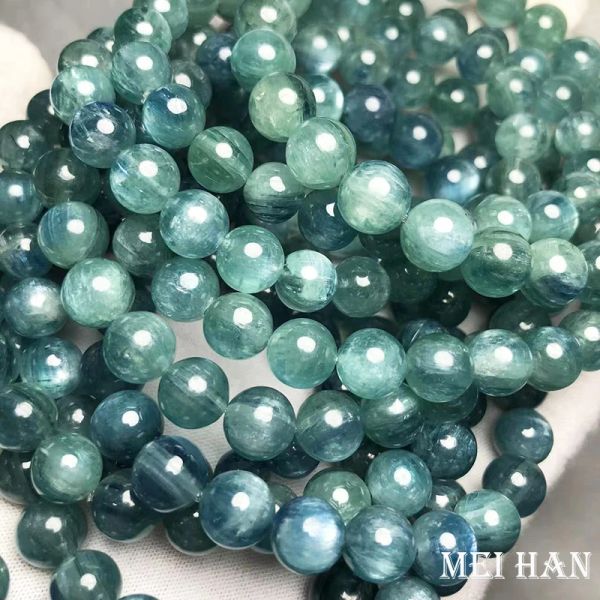 Strands Meihan naturale top rara kanite verde liscia rotonda in pietra sciolta bracciale per la produzione di gioielli fai da te