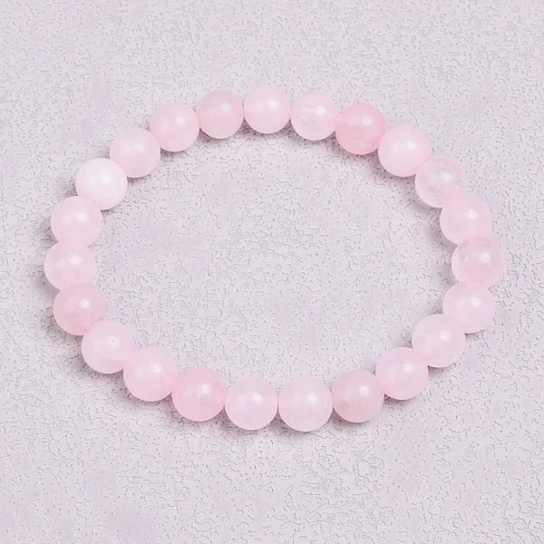 Strands Rose Quartzs Bracelete Cristal rosa Boletas de pedra natural Bracelets madagascar redonda miced