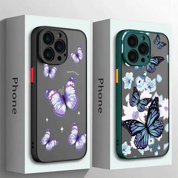 Handy -Stoßstangen Ins Retro Beautiful Butterfly Phone Hülle für Samsung S23 S22 S21 S20 S10 FE NOT2010 plus Ultra Lite 5G Matt Transparent Cover Y240423