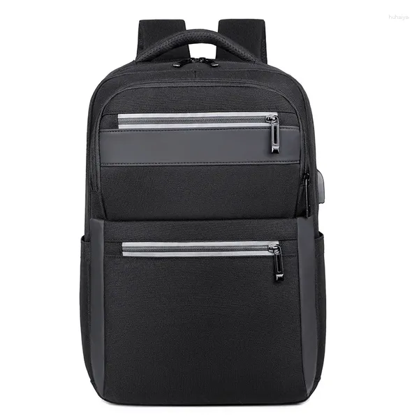 Backpack Men Laptop da 15,6 pollici Oxford Grey Black USB Charge College Student Women