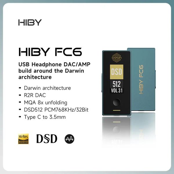 Конвертер Hiby FC6 MQA 8x Dongle USB TPYE C DAC Усилитель для наушников Decoder DSD 512 Hifi Audio R2R для Android Mac Win10 Sound Card Mp3
