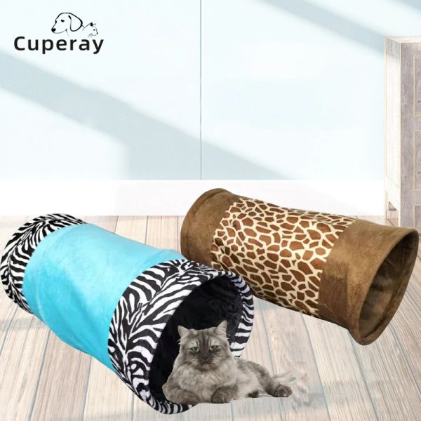 Giocattoli tunnel gatto pieghevole con cervo zebra stampato portatile tubo tunnel di giunzione gattino giocattolo gatto che prende in giro per allenare le forniture di gioco interattive interattive