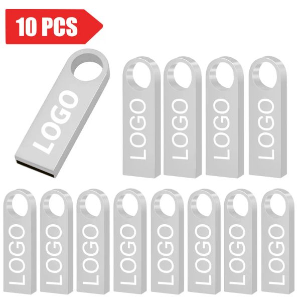 Unidades 10pcs/lote pendrive 128 GB Memory Stick 32 GB 4GB METAL USB Flash Drive 128 GB Pen Drive 64 GB 8 GB USB Stick