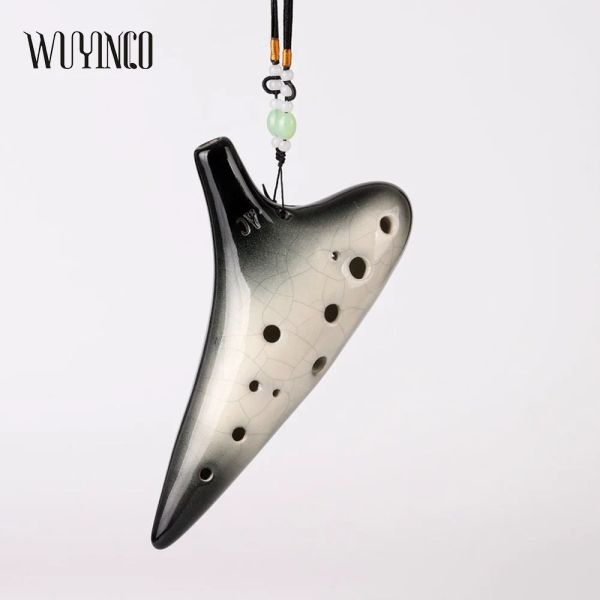 Instrument 12 Loch Alto C Mediant Töne Keramik Ocarina Crackle Gradienten Schwarzer professioneller chinesischer Flöte Tao Instrument