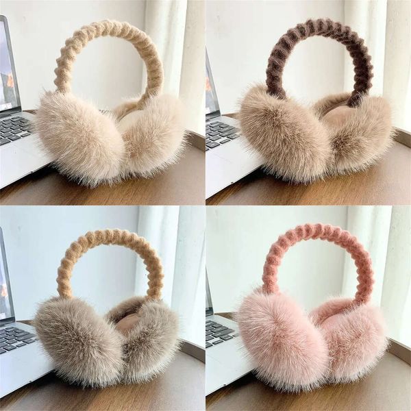 Cuffie di peluche graziose per cuffie per peluche inverno auricolari caldi in cashmere auricolare in pelliccia solida Fashi