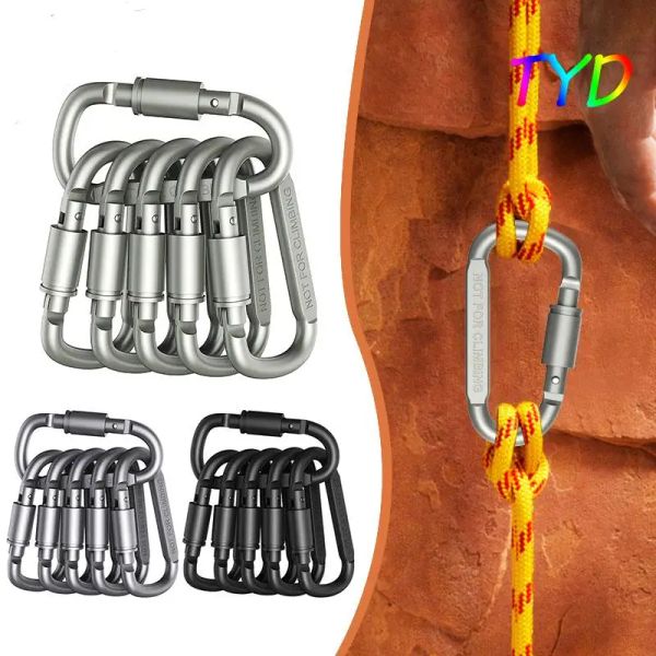 Bolsas 6pcs Backpack Carabiner Keychain Camping Outdoor Camping Aluminum Dring Snap Clip Lock Buckle Hook Mountain Tool