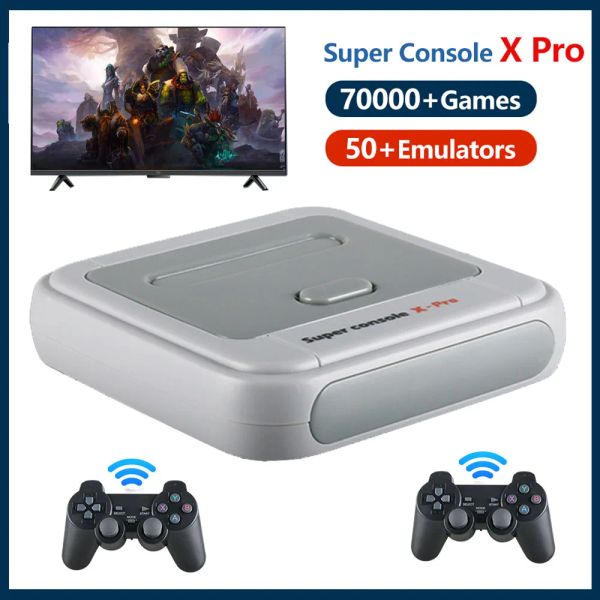 Konsolen Superkonsole X Pro Videospiel Konsole Retro GameBox 4K HD TV 2.4G Wireless Gamepads Emulatoren Controller 70000+ Spiele