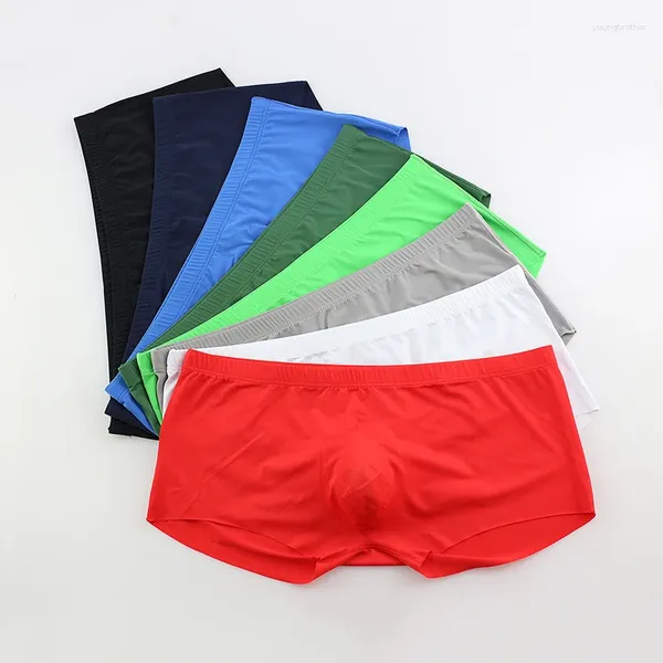 Underpants 8pcs/Los Männer nahtlose Boxer Eisseide Unterwäsche Boxer U Konvexe Penis -Beutel Nylon Shorts Slips