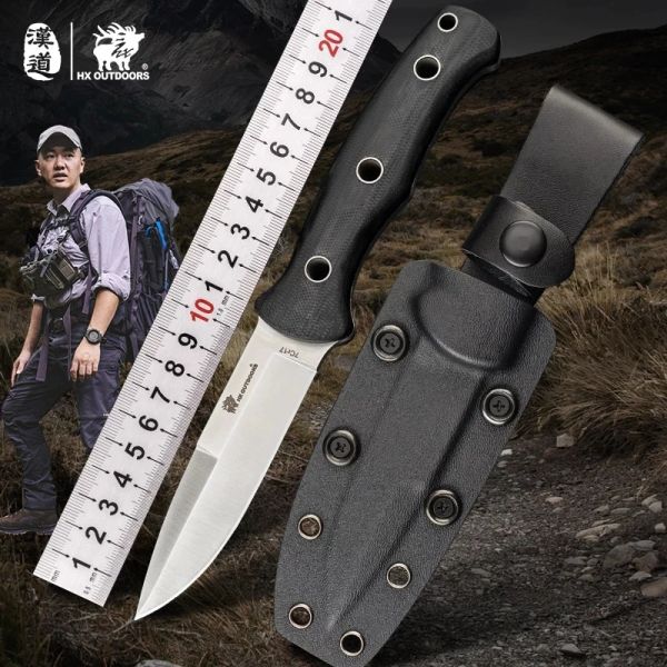 Parte HX ao ar livre Crocodilo 7CR17 Tang Full Tang Camping Hunting Exército Survival Knife Hinking Outdoor Tools 58HRC Knives táticas