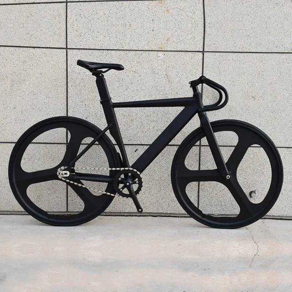 Bicicletas de bicicleta de engrenagem fixa com bicicleta de trilha de estrutura de liga de alumínio com 3 raios de magnésio de raios 700C Ciclismo Y240423