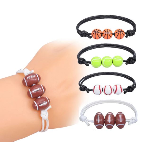 Strands Basketball Basketball Bracciale tessuto Softball Tennis Rugby Calcio Cera Amante sportivo regolabile Bracciale all'ingrosso