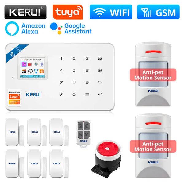 Controllo Kerui W181 Sistema di allarme wifi gsm allarme kit home support alexa smart life anticet motion rilevatore sensore sirena