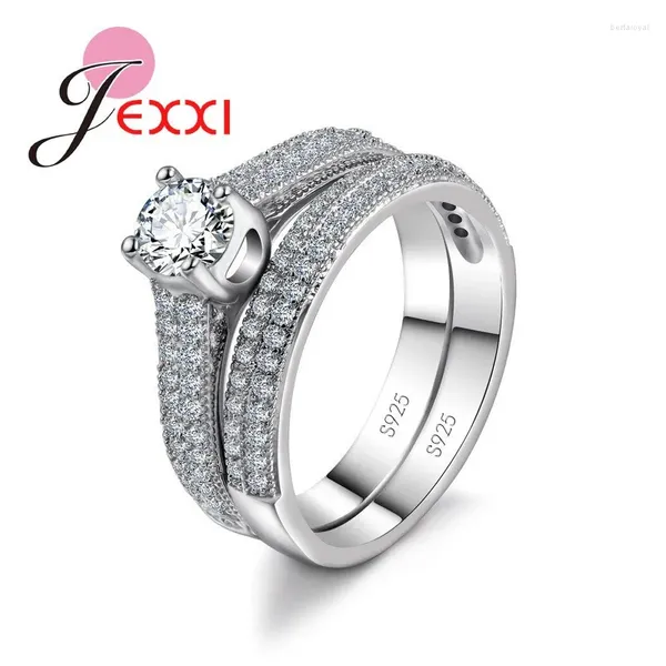 Clusterringe schnell vorschlagen runden Kristallsteinanzug Ring Ring Top -Qualität 925 Sterling Silber für schöne Frauen Schmuck und CZ