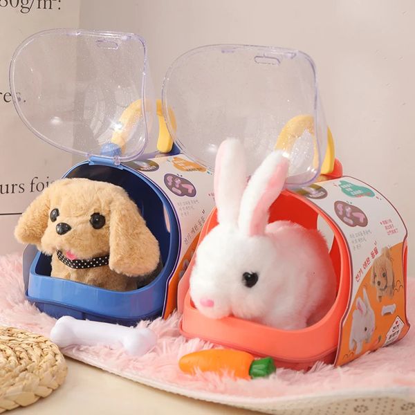 Bambini Finge Play Pet Care Set Simulazione Electric Plushed Cane Cat Rabbit Toy Walking Gearing Education Toys for Girls 240419