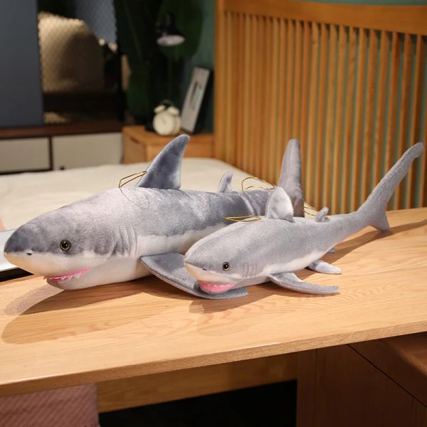 Подушки 60140см кавайи отличная белая акула фаршированная игрушка -игрушки акула подушка плюшевые игрушки высококачественные аниме -подарочные куклы для детей -детских игрушек