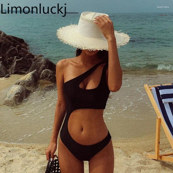 Menas de banho feminina Limonluckj Bikinis Solid Hollow Sexy Bodysuit sexy mulheres coreanas maiô de maiô da primavera fêmea fêmea de maiô