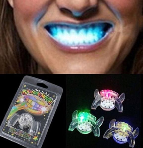 Nova moda piscando LED LIGHT UP BUCHE BRACES PEDIMENTOS DIVOS GLOW PARA FESTA DE HALLOWEEN RAVE COLE CLEAR3846607