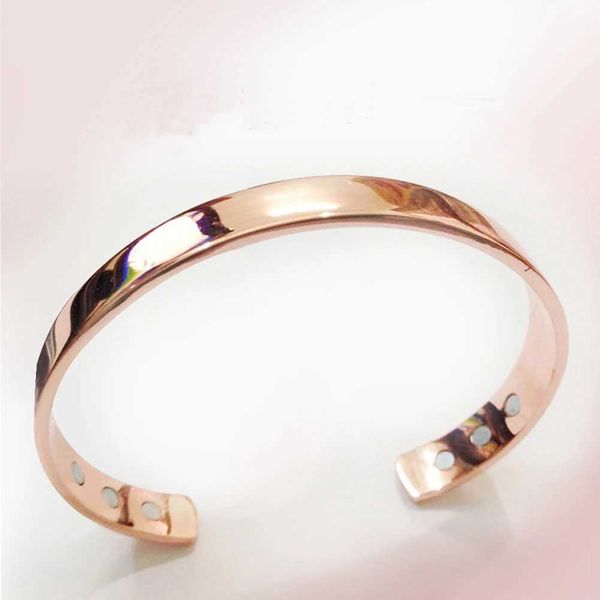 Magnete a magnete in rame puro in rilievo Braccialetto aperto Bracciato di colore rosa placcata Bracciale semplice bracciatura salutari di gioielli braccialetti 240423