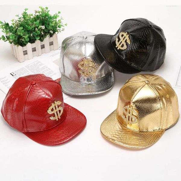 Berets Outdoor Peaked Cap Crocodile Skin Textur Strass Decor Baseball mit Bargeldschild Buckle Hop Street Tanz für