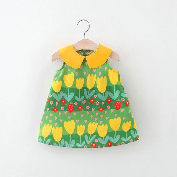 Abiti da ragazza 2024 Summer Green Tulip Cotton's Princess Abito da bambino.