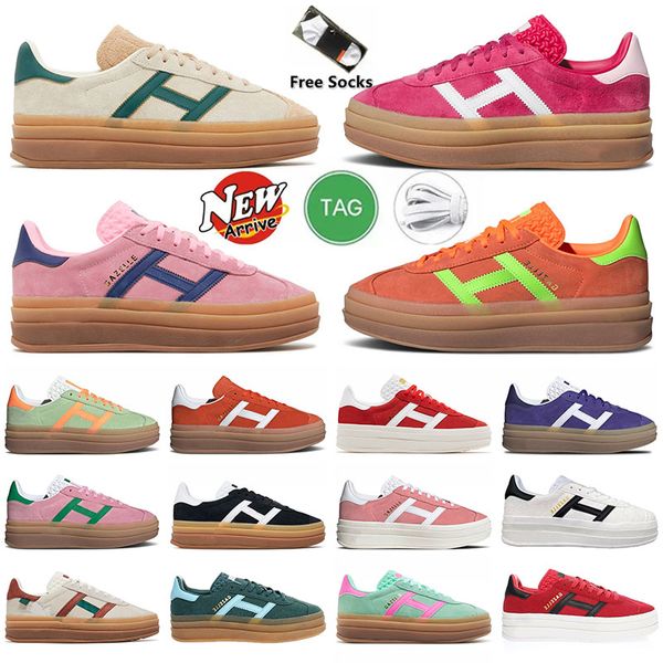 adidas Gazelle Bold Sapatos Mulher designer shoes woman Thick soled casual Wild Pink Glow Gum Black GumWomens Trainers Cream Collegiate Green Dhgate Sports Sneakers 【code ：L】