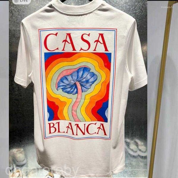 Haikyuu Casablanca Mens Tshirts Tshirts T Brand Designer Tees Rainbow Mushroom Lettera di Mushroom Stampa Topsonni a maniche corte Cotone Casa Blanca Women Shirt JHVD O52V
