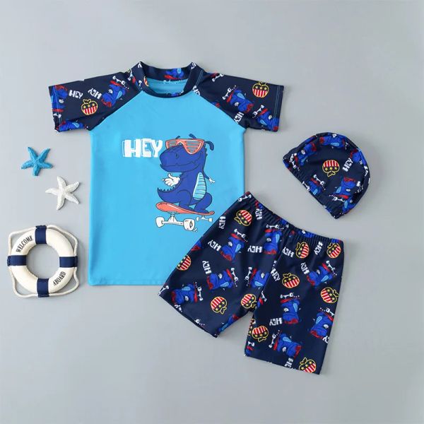 Купальные костюмы 3pcs set Cartoon Print Дети мальчики купальники детские купальники детские серфинги.