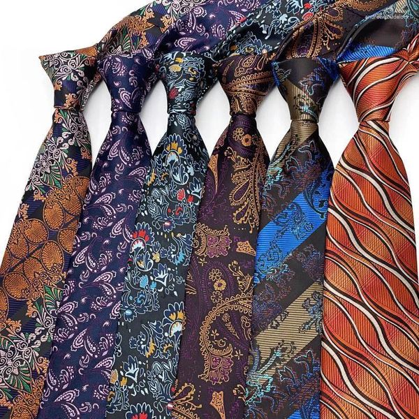 Bow Binds 8 cm Herren Paisley Blumen formelle klassische Geschäftskrawatte Jacquard gewebter Hals für Männer Bräutigam Hochzeitsfeier Krawis