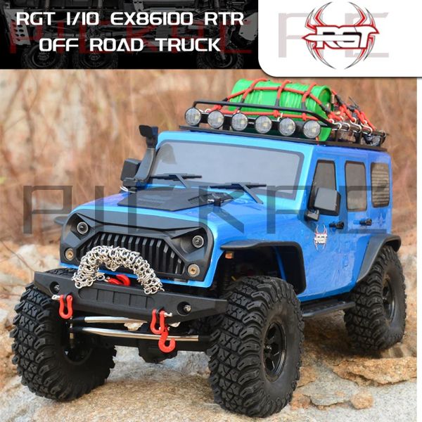 Автомобили RGT RC Car Crawler 1:10 4WD Металлическое снаряжение от дорожного грузовика Rock Crawler Cruiser Ex86100 Hobby Clating Rtr 4x4 водонепроницаемые игрушки мальчик