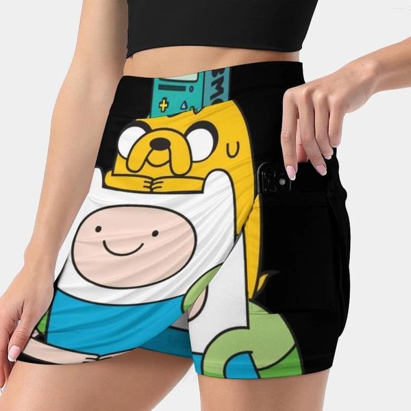 Röcke Finn Jake BMO Damenrock Mini eine Linie mit Hide Pocket Adventuretime Gamer Game Life Niedliche Abenteuer